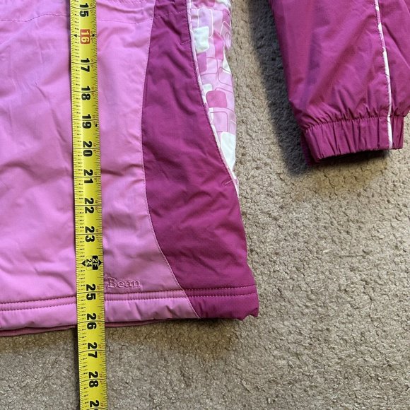 LL Bean Jacket Girls XL 18 Full Zip Nylon Softshell Insulated Pink Pockets - Picture 7 of 12